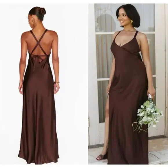 Show Me Your MuMu Anderson Maxi Dress Brown size Small - Picture 2 of 9